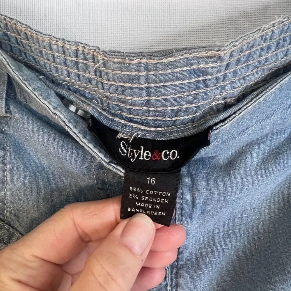 Style & Co Y2K Cargo Retro‎ Long Shorts Size 16 Streetwear Casual 11